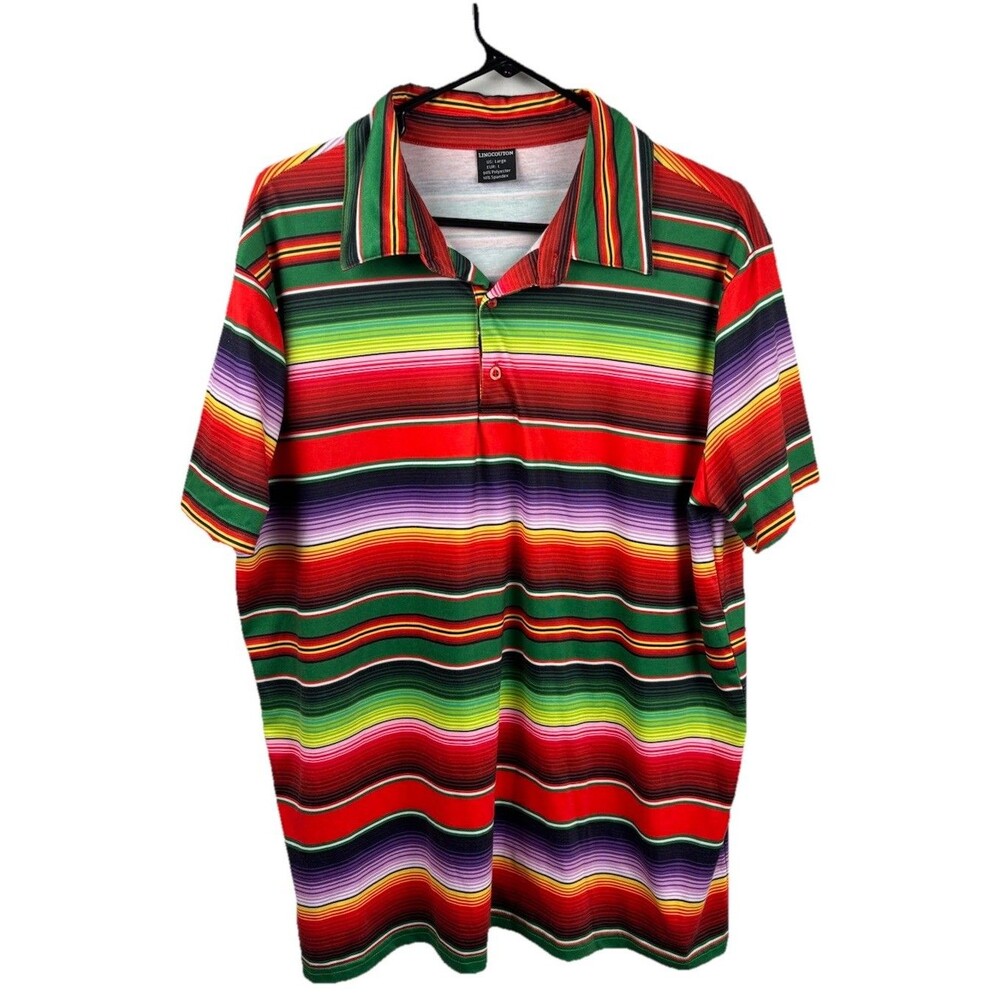 LINOCOUTON Large Multi-colored Golf Polo Shirt Polyester & Spandex